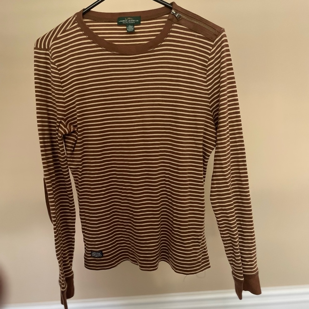 Brown and cream striped Lauren Ralph Lauren sweater